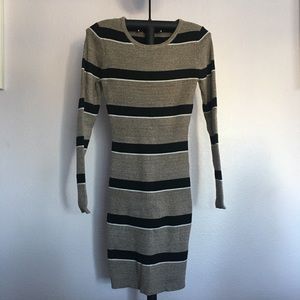 Marled striped bodycon sweater dress